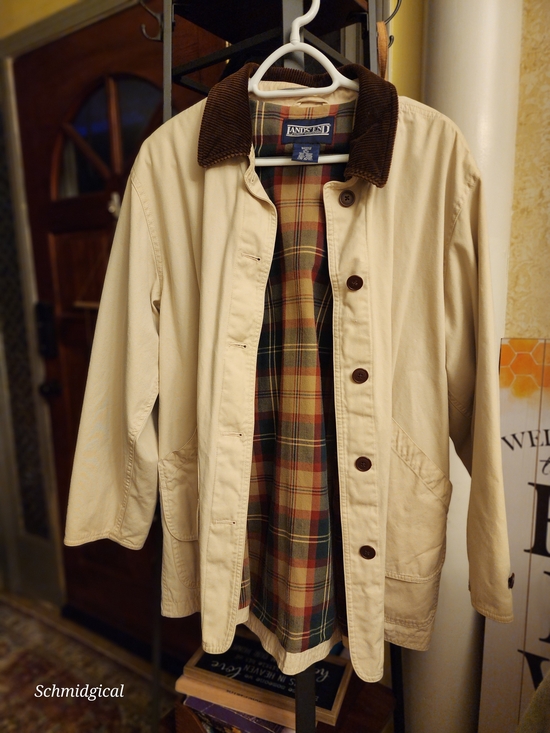 Lands' End Jackets & Blazers - Vintage Lands' End Women's Cream Barn Chore Jacket with Brown Corduroy Collar